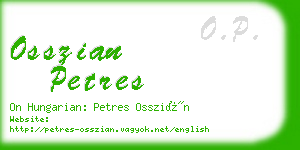 osszian petres business card